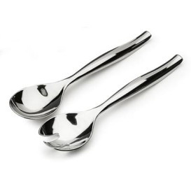 Plastic lepel  en vork PS Saladezilver 