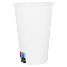 staart Lenen Geslagen vrachtwagen Papieren beker wit ECO 16Oz/480ml Ø9cm (50 Stuks)