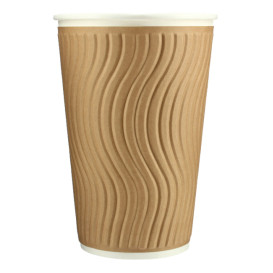 Papieren beker ribbel wand kraft 16 Oz/495ml Ø9,0cm (620 stuks)