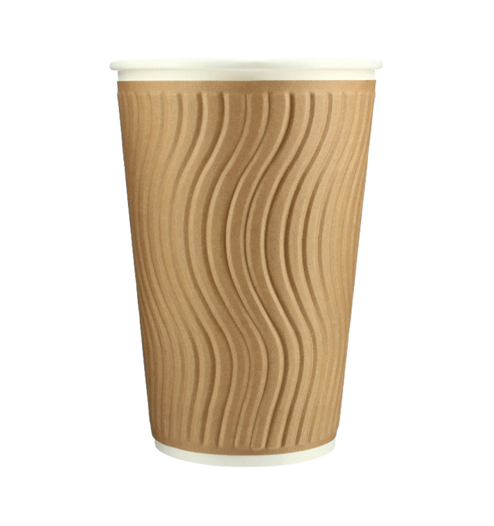 Papieren beker ribbel wand kraft 16 Oz/495ml Ø9,0cm (620 stuks) Papieren beker ribbel wand kraft 16 Oz/495ml Ø9,0cm (620 stuks)