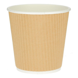 Papieren beker "ribbel kraft" bruin 4 Oz/120ml Ø6,2cm (1000 stuks)