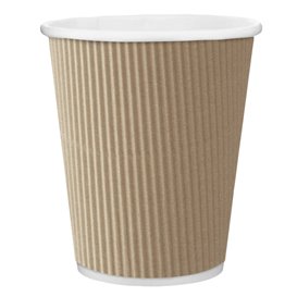 Papieren beker "ribbel kraft" bruin 8 Oz/250ml Ø8cm (25 stuks)