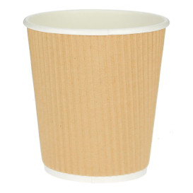 Papieren beker "ribbel kraft" bruin 8 Oz/250ml Ø8cm (25 stuks)