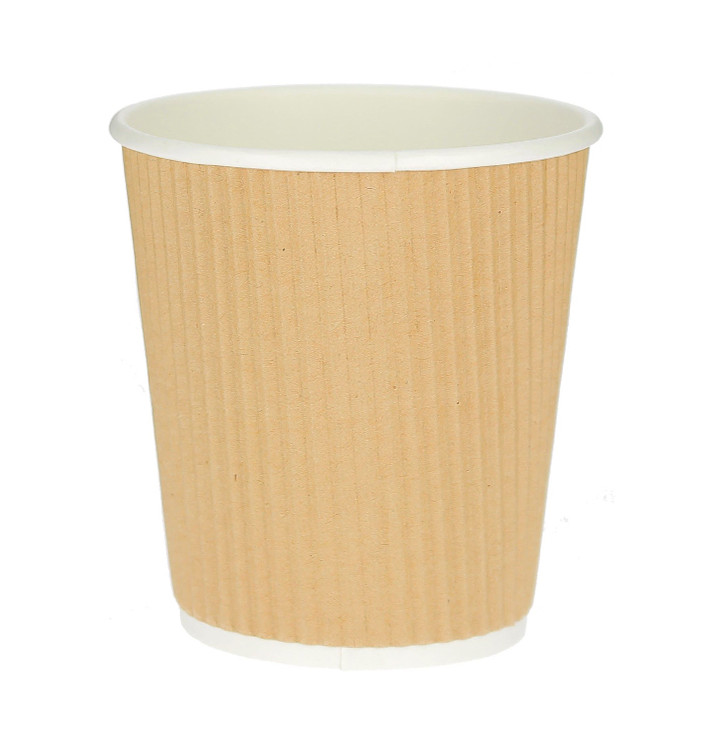Papieren beker "ribbel kraft" bruin 8 Oz/250ml Ø8cm (500 stuks) Papieren beker "ribbel kraft" bruin 8 Oz/250ml Ø8cm (500 stuks)