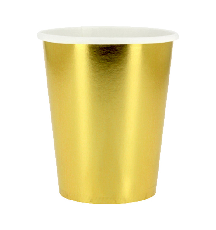 Papieren beker goud 9Oz/240ml "Party" (300 stuks) Papieren beker goud 9Oz/240ml "Party" (300 stuks)