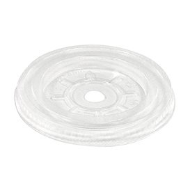 Plastic Deksel met gat PLA Plat transparant Ø7,8cm (100 stuks) 