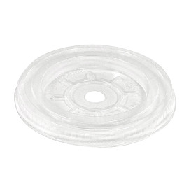 Plastic Deksel met gat PLA Plat transparant Ø7,8cm (100 stuks) 