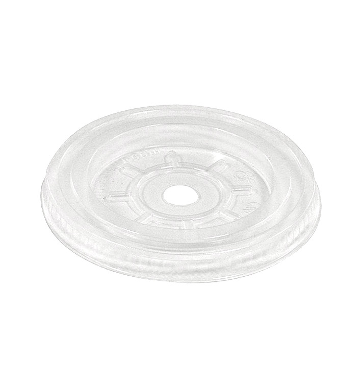 Plastic Deksel met gat PLA Plat transparant Ø7,8cm (3000 stuks)