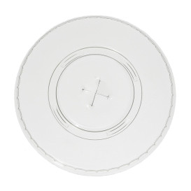 Plastic platte Deksel met kruis PET kristal Ø7,8cm (1250 stuks)