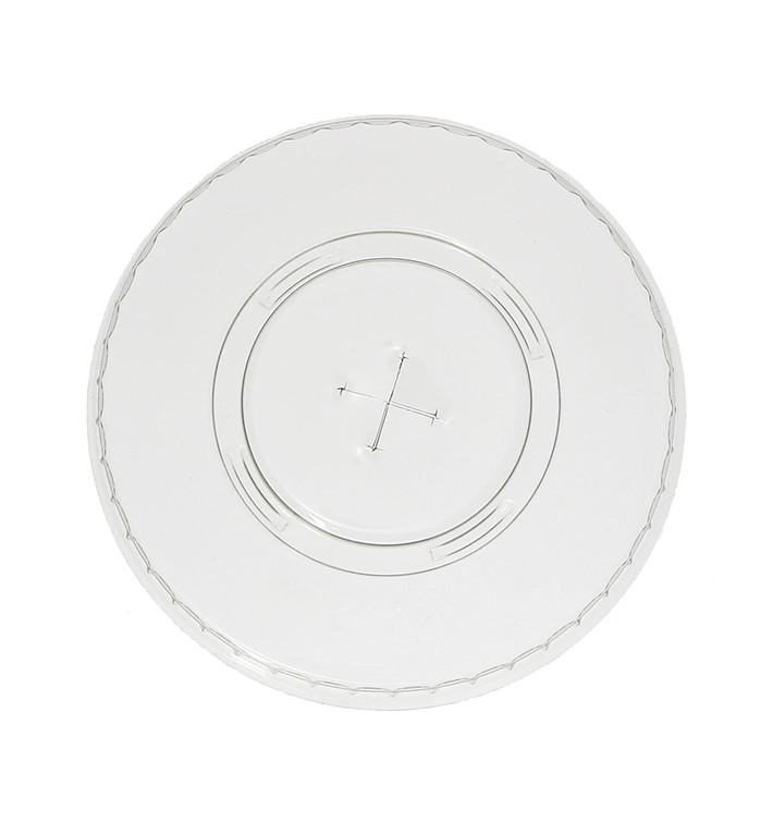 Plastic platte Deksel met kruis PET kristal Ø7,8cm (1250 stuks) Plastic platte Deksel met kruis PET kristal Ø7,8cm (1250 stuks)