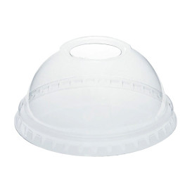 Plastic PET koepel Deksel met gat transparant voor beker Ø7,8cm (50 stuks) 