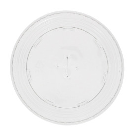 Plastic Deksel met kruis PET Ø9,5cm voor PLA en PET bekers 265, 364, 425, 450 en 550ml (50 stuks)