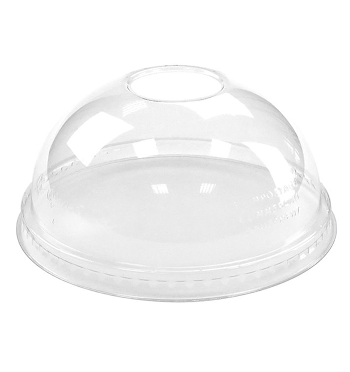 Plastic koepel Deksel met gat PLA voor beker 265,355,590ml (1.000 stuks) Plastic koepel Deksel met gat PLA voor beker 265,355,590ml (1.000 stuks)