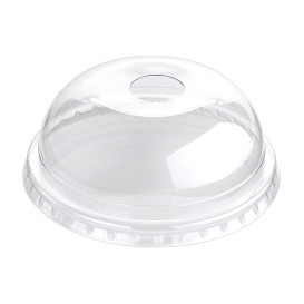 Plastic PET koepel Deksel met gat Kristal Ø9,4cm (100 stuks) 