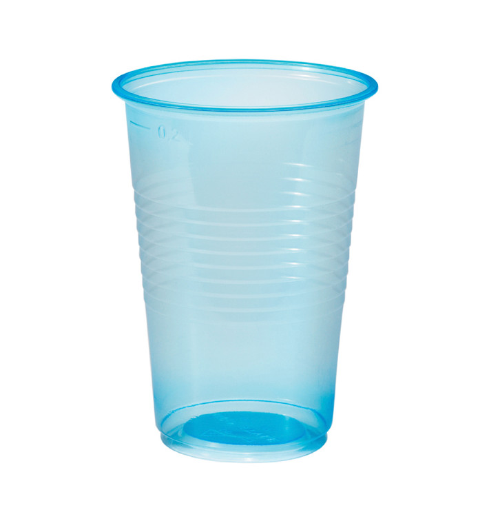 Plastic PP beker blauw transparant 230ml (100 stuks) Plastic PP beker blauw transparant 230ml (100 stuks)