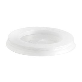 Plastic PS Deksel met rietsleuf transparant Plat Ø7cm (1500 stuks)