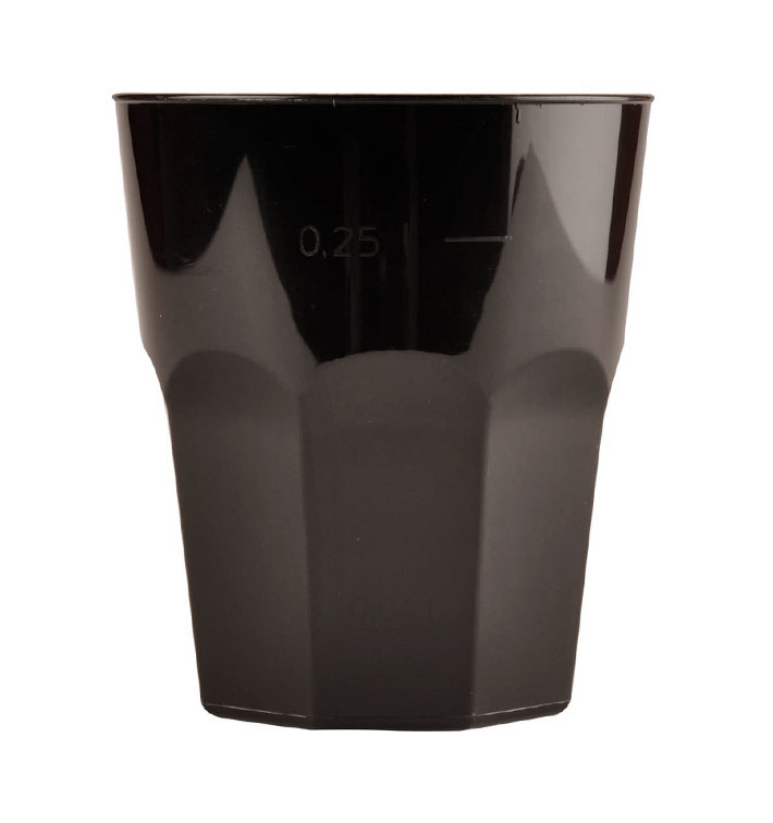 Plastic beker voor Cocktail PP zwart Ø8,4cm 270ml (420 stuks) Plastic beker voor Cocktail PP zwart Ø8,4cm 270ml (420 stuks)