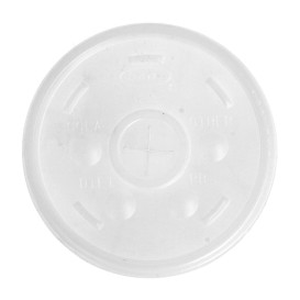 Plastic PS Deksel met rietsleuf Ø8,9cm voor Schuim beker (100 stuks)