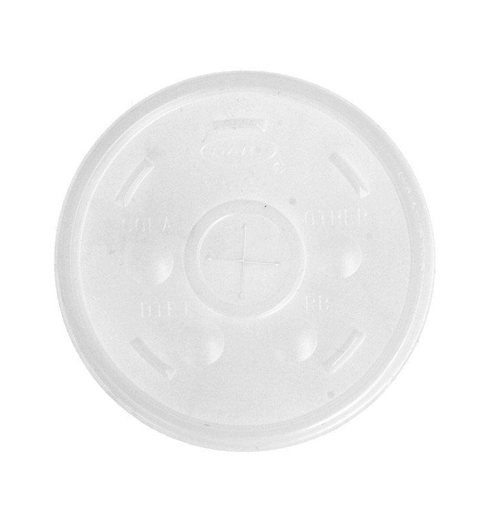 Plastic PS Deksel met rietsleuf Ø8,9cm voor Schuim beker (100 stuks)