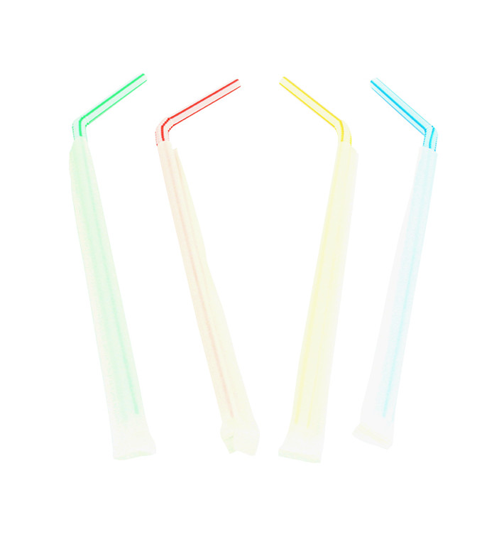 Plastic rietje flexibel PS Papieren verpakt Striped Ø0,5cm 23cm (250 stuks) Plastic rietje flexibel PS Papieren verpakt Striped Ø0,5cm 23cm (250 stuks)
