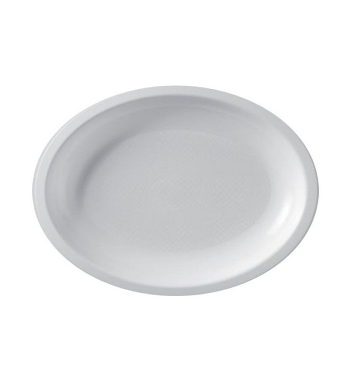 Plastic schotel microgolfbaar Ovaal vormig wit 31,5x22 cm (25 stuks) Plastic schotel microgolfbaar Ovaal vormig wit 31,5x22 cm (25 stuks)