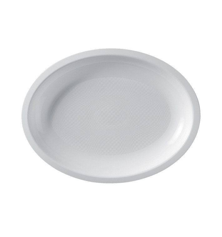 Plastic schotel microgolfbaar Ovaal vormig wit 25,5x19 cm (50 stuks) Plastic schotel microgolfbaar Ovaal vormig wit 25,5x19 cm (50 stuks)