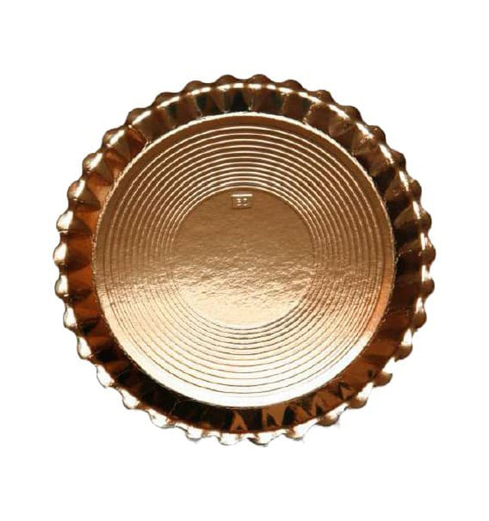Papieren bord Rond vormig goud "Venus" 28cm (50 stuks) Papieren bord Rond vormig goud "Venus" 28cm (50 stuks)