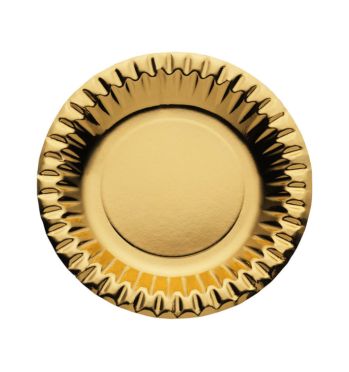 Papieren bord Rond vormig "Party" goud Ø18cm (300 stuks) Papieren bord Rond vormig "Party" goud Ø18cm (300 stuks)
