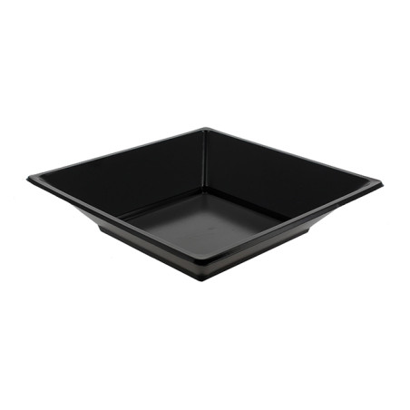 Plastic bord Diep Vierkant zwart 17 cm (25 stuks) 