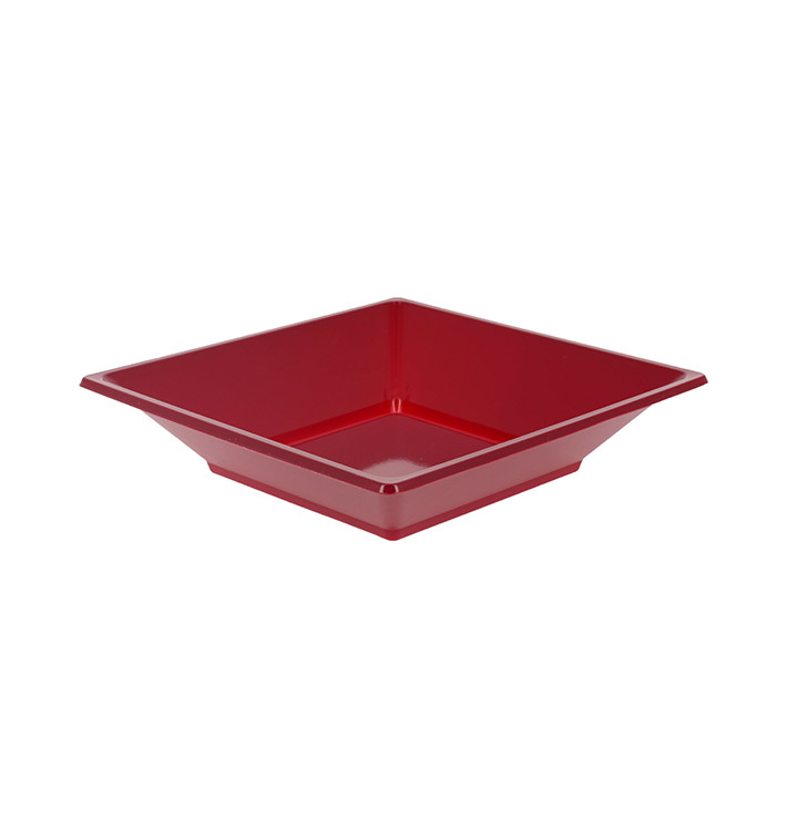 Plastic bord Diep Vierkant bordeauxrood 17 cm (25 stuks) Plastic bord Diep Vierkant bordeauxrood 17 cm (25 stuks)