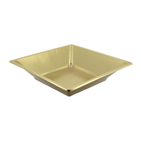 Plastic bord Diep Vierkant goud 18 cm (5 stuks) 