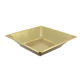 Plastic bord Diep Vierkant goud 18 cm (750 stuks)