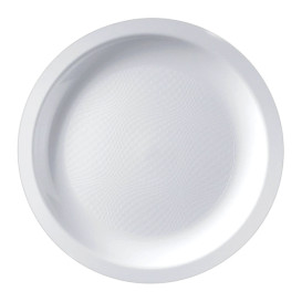 Plastic bord Plat wit "Rond vormig" PP Ø18,5 cm (50 stuks)