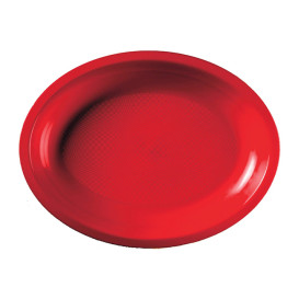 Plastic schotel microgolfbaar Ovaal vormig rood "Rond vormig" 25,5x19 cm (50 stuks) 