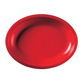 Plastic schotel microgolfbaar Ovaal vormig rood "Rond vormig" 25,5x19 cm (600 stuks)