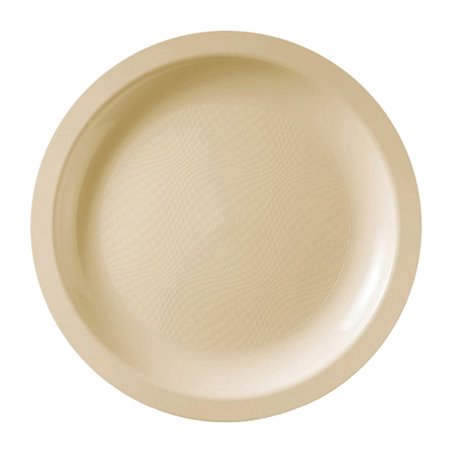Herbruikbare harde bord Plat crème "Rond vormig" PP Ø18,5cm (600 stuks)