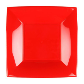 Plastic bord Plat rood "Nice" PP 18 cm (300 stuks)