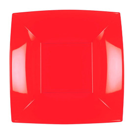 Plastic bord Diep rood "Nice" PP 18 cm (300 stuks)