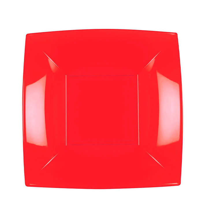 Plastic bord Diep rood "Nice" PP 18 cm (300 stuks)