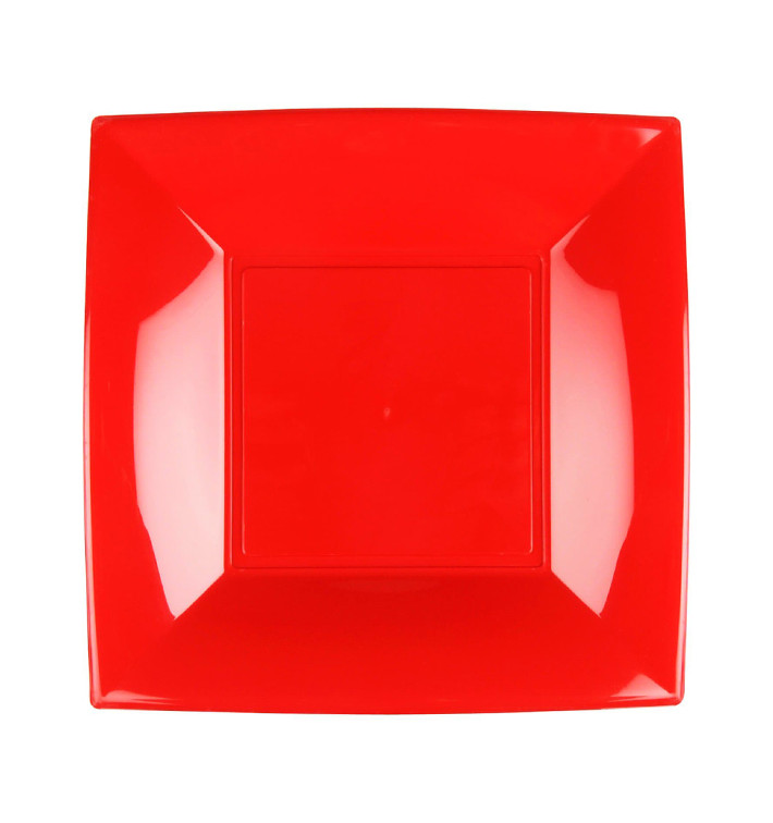 Plastic bord Plat rood "Nice" PP 23 cm (300 stuks) Plastic bord Plat rood "Nice" PP 23 cm (300 stuks)