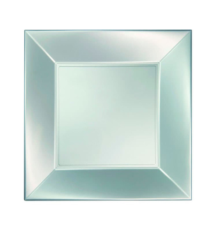 Plastic bord Plat zilver "Nice" parel PP 18 cm (25 stuks) Plastic bord Plat zilver "Nice" parel PP 18 cm (25 stuks)