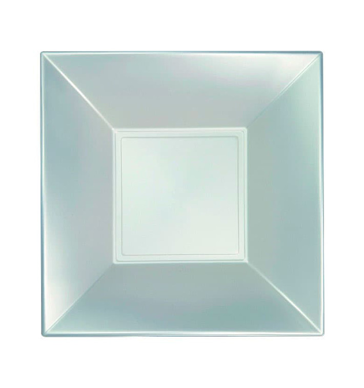 Plastic bord Diep zilver "Nice" parel PP 18 cm (300 stuks) Plastic bord Diep zilver "Nice" parel PP 18 cm (300 stuks)