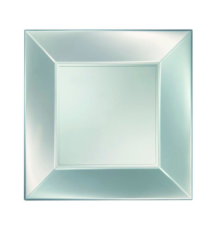 Plastic bord Plat zilver "Nice" parel PP 29 cm (144 stuks) Plastic bord Plat zilver "Nice" parel PP 29 cm (144 stuks)