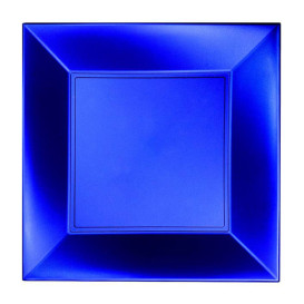 Plastic bord Plat blauw "Nice" parel PP 18 cm (25 stuks)