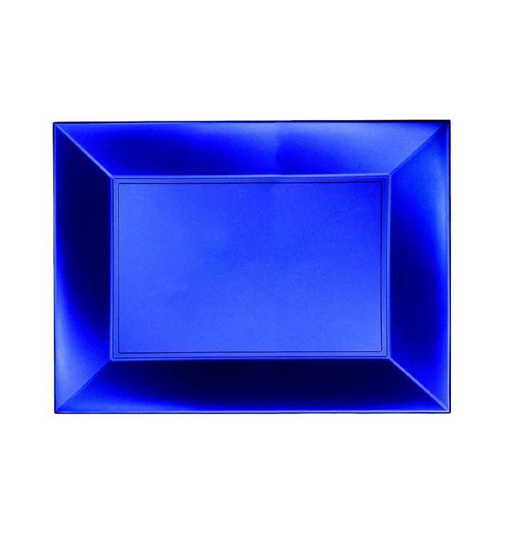 Plastic dienblad microgolfbaar blauw "Nice" 28x19cm (12 stuks) Plastic dienblad microgolfbaar blauw "Nice" 28x19cm (12 stuks)