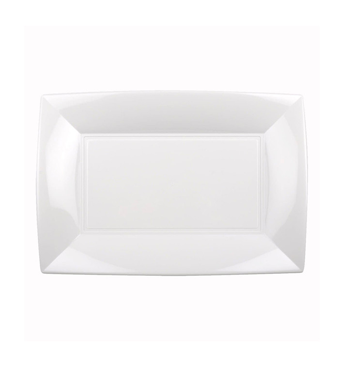 Plastic dienblad microgolfbaar wit "Nice" 28x19cm (12 stuks) Plastic dienblad microgolfbaar wit "Nice" 28x19cm (12 stuks)