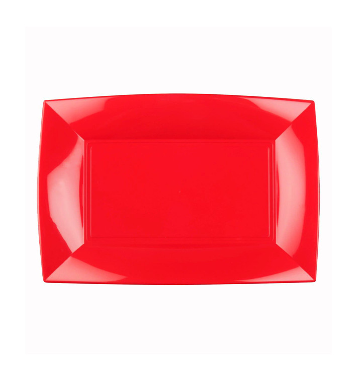 Plastic dienblad microgolfbaar rood "Nice" 28x19cm (12 stuks) Plastic dienblad microgolfbaar rood "Nice" 28x19cm (12 stuks)