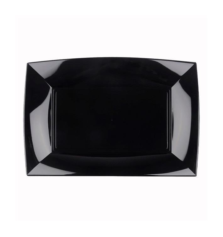 Plastic dienblad microgolfbaar zwart "Nice" 28x19cm (12 stuks) Plastic dienblad microgolfbaar zwart "Nice" 28x19cm (12 stuks)