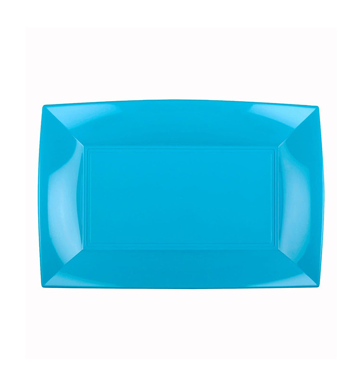 Plastic dienblad microgolfbaar turkoois "Nice" 28x19cm (12 stuks) Plastic dienblad microgolfbaar turkoois "Nice" 28x19cm (12 stuks)