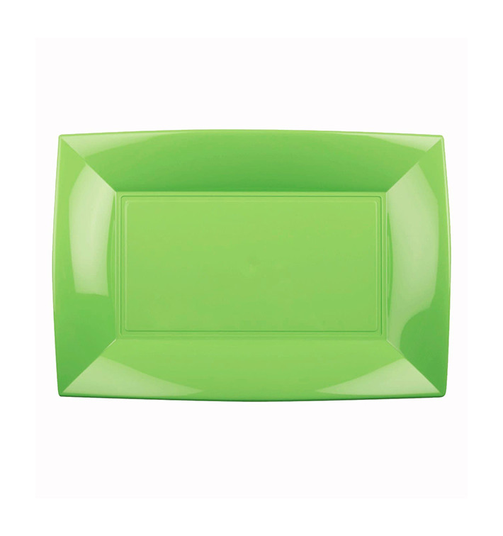 Plastic dienblad microgolfbaar limoengroen "Nice" 28x19cm (240 stuks) Plastic dienblad microgolfbaar limoengroen "Nice" 28x19cm (240 stuks)